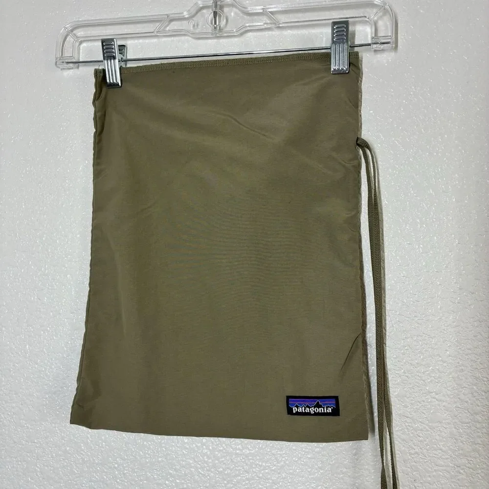 Patagonia Nylon Drawstring Shoe Bag Stuff Sack Khaki Travel Pouch Organizer